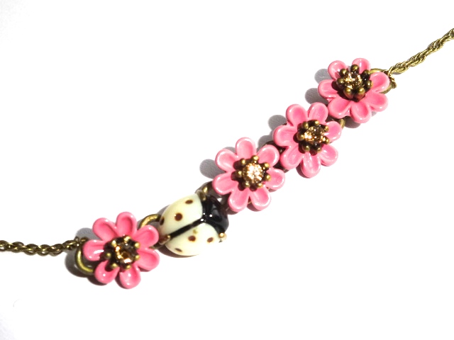 ● フランス レネレイド ネックレス 花 ピンク てんとう虫 パープル グレー Les Nereides 新品 オレンジ カラーストーン パリ 人気ブランド_画像4