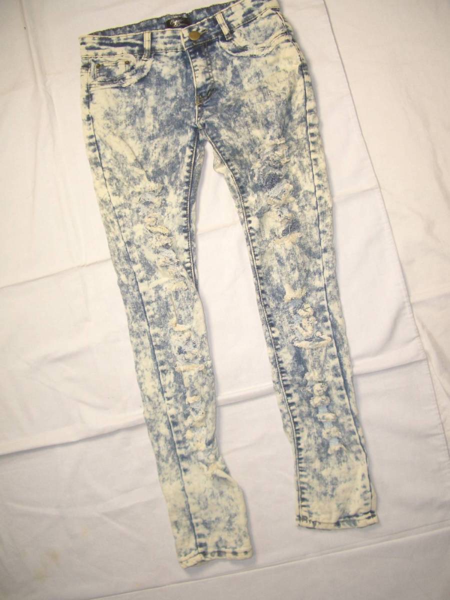 ダメージ加工デニム★ブーツカット&スキニージーンズ2本Mサイズ★中古kb412_画像2