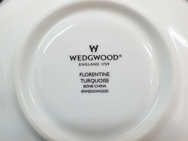 7IN WEDGWOOD ウェッジウッド フロレンティーン ターコイズ カップ＆ソーサー ペア 2客 C&S_画像9