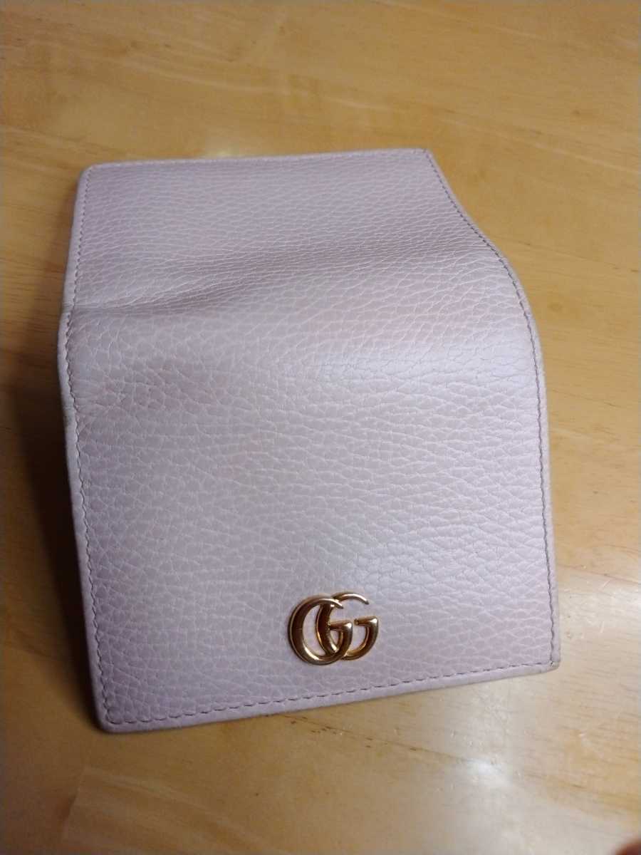 中古 GUCCI グッチ レザーミニ財布 小物入れ カードケース お札入れ 金のGGロゴ ピンク Gucci mini wallet 送料無料_画像3