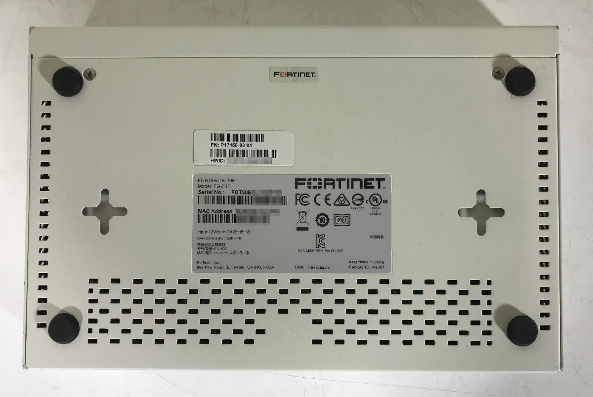 【埼玉発】【FORTINET】FortiGate　Fortigate-30E　ライセンス無し　★起動確認済★　(9-3499)_画像4