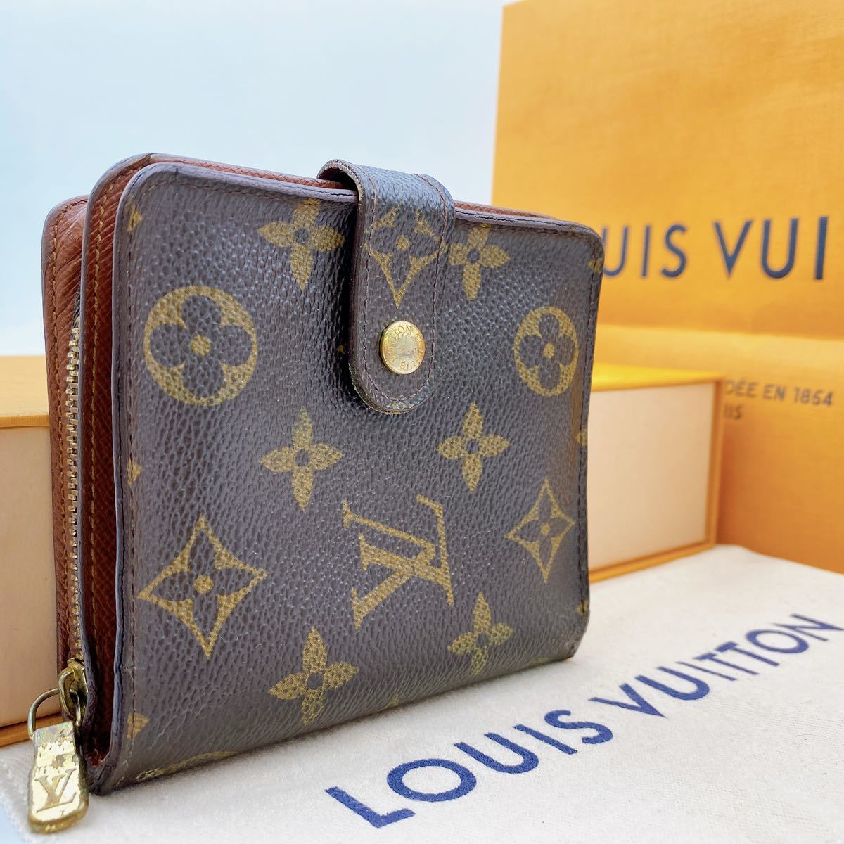 正規品】ルイヴィトン コンパクトジップ ラウンドファスナー 二つ折り財布-