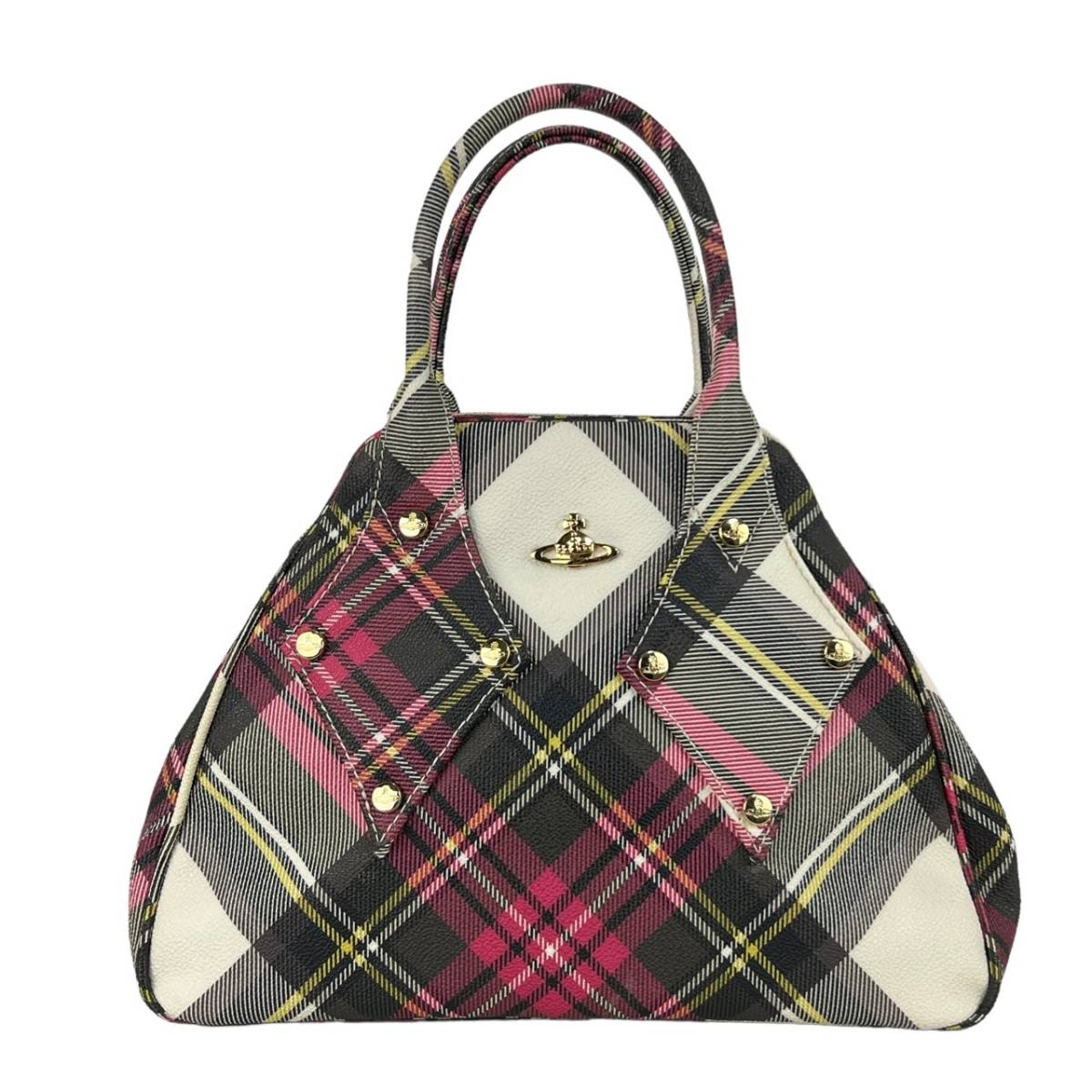 ☆未使用☆ Vivienne Westwood ヴィヴィアンウエストウッド ヤスミン オーブロゴ チェック柄 タータンチェック PVCレザー ハンドバッグ