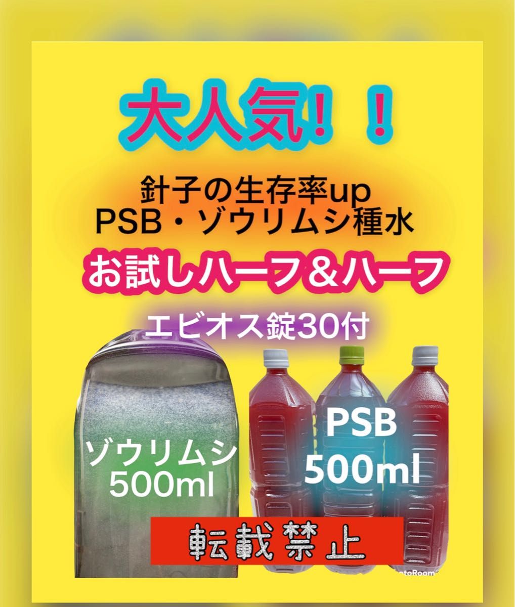 光合成細菌 PSB  ゾウリムシ 種水  エビオス錠   説明書付  エサ  めだか  針子