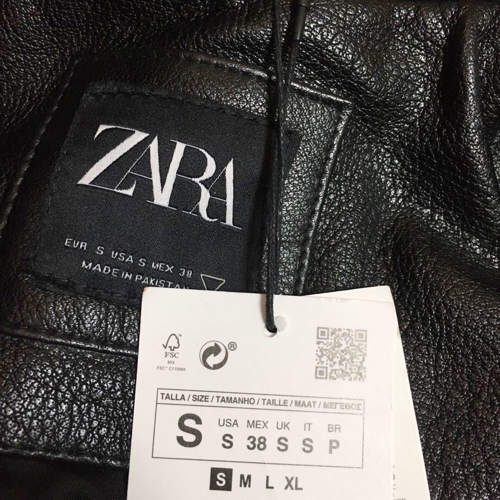 未使用 ZARA MAN 本革 レザー スタジャン ライダース ジャケット メンズ S 38 牛皮 ラムレザー ダブルゾン_画像9