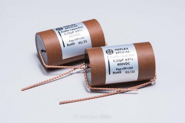 Miflex　KPCU-01　0.22μF／600V　銅箔紙／ポリプロピレンフィルム・オイルコンデンサ　新品2個セットB