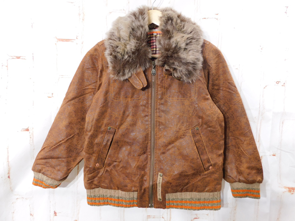  Castelbajac Castelbajac# fake leather jacket #140 collar boa jumper blouson *0d25283
