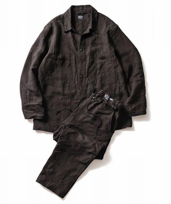 or slow × IMA:ZINEima Gin . Tsu 3linen flax coverall jacket pants setup top and bottom 