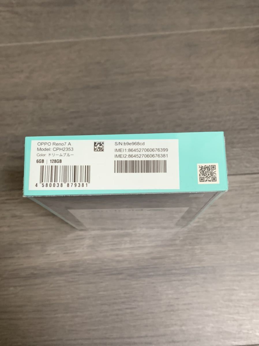 OPPO Reno7 A SIMフリー版 CPH2353 6.4インチ メモリー6GB ストレージ128GB ドリームブルー 新品、未開封!ワイモバイル /UQモバイル/au 未開封 OPPO Reno7 A ワイモバイル SIMフリー ドリームブルー