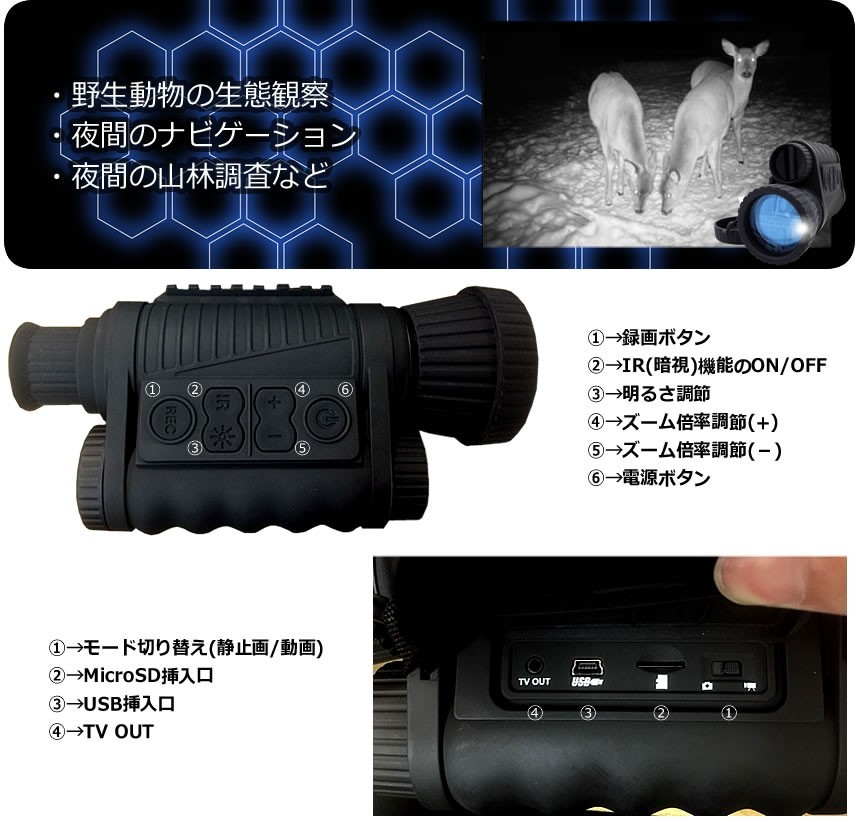  night vision scope height performance Night scope Wi-Fi L-SHINE night vision binoculars LS650 no. 2.5 generation Japanese instructions telescope nighttime monitoring disaster prevention disaster investigation 