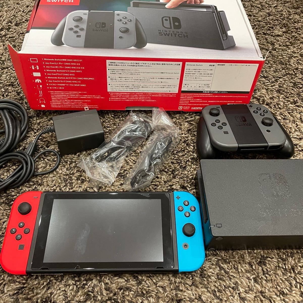 Nintendo Switch 本体 グレー HAC-S-KAAAA ジョイコン赤青 ホリケース