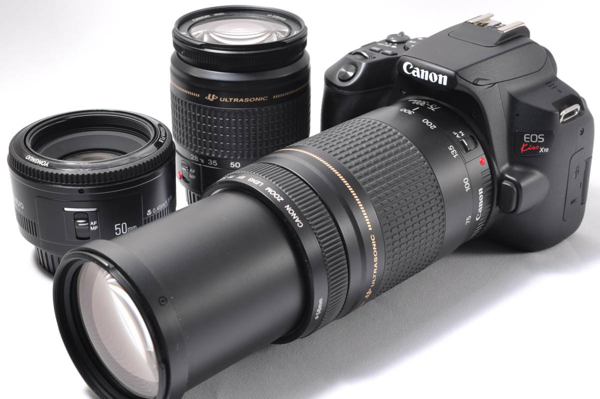 極上 Canon キャノン EOS Kiss X10 単焦点&標準&超望遠トリプルレンズ 