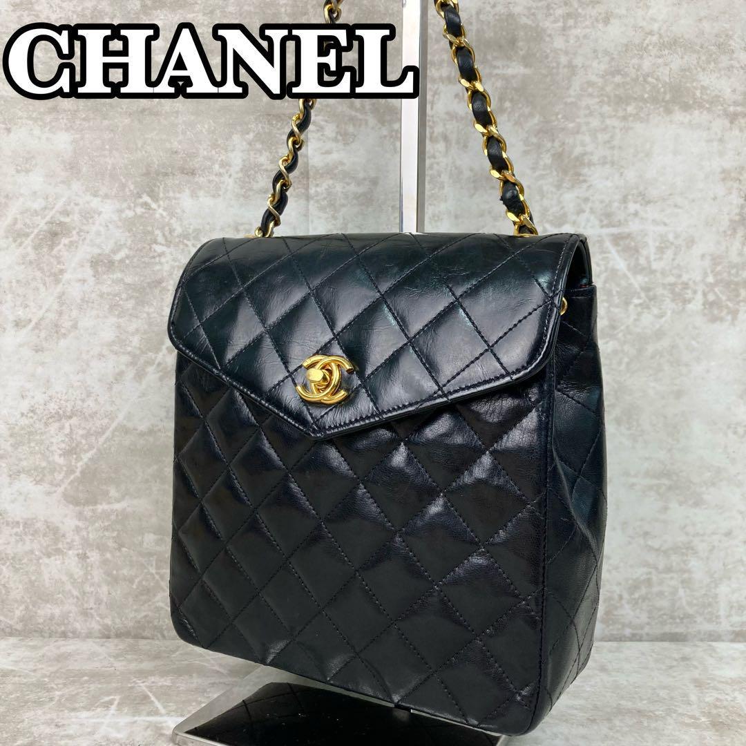 CHANEL パテントパンチングロゴトートバッグ 黒-