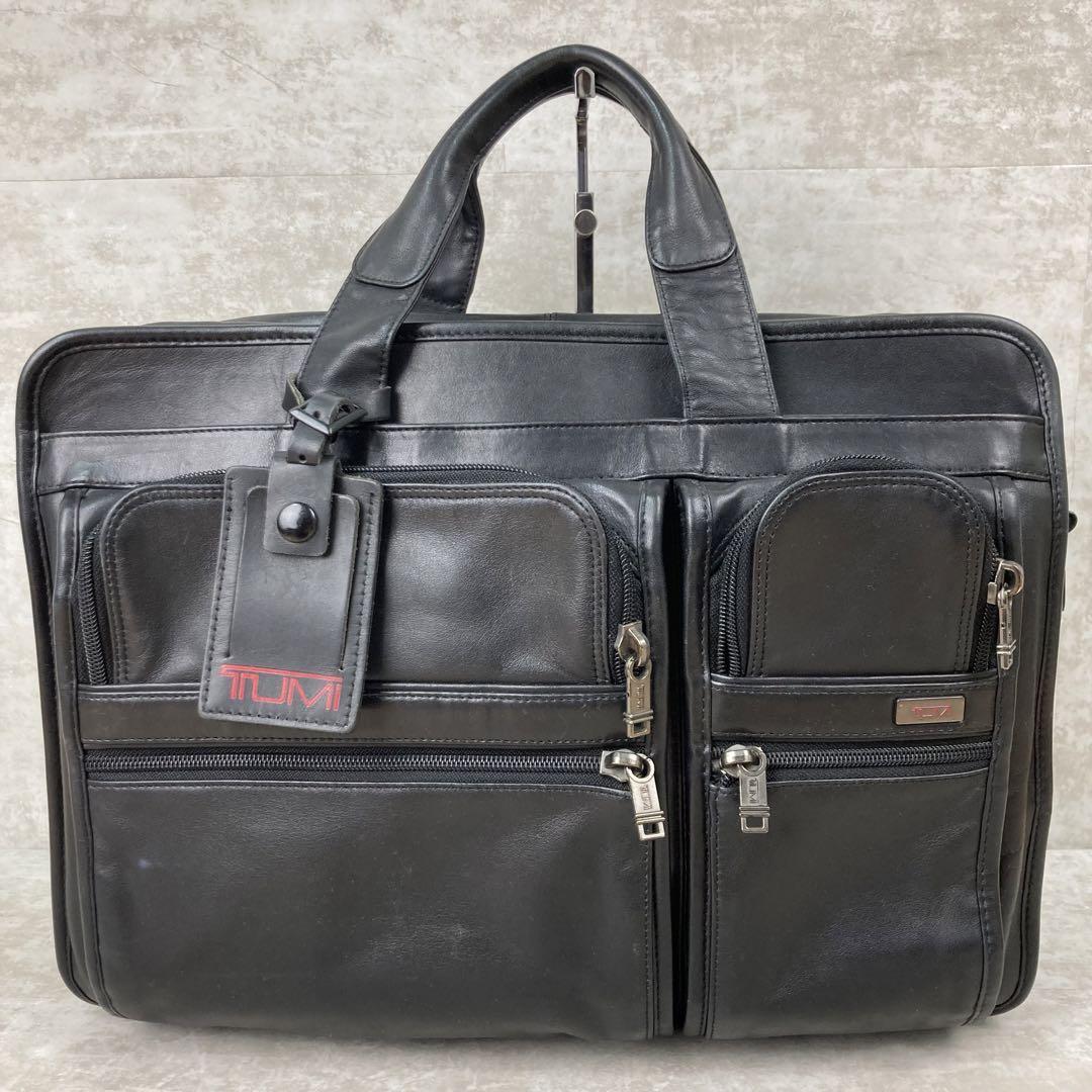 良品　TUMI　トゥミ　ビジネスバッグ　ブリーフケース　ショルダーバッグ　2WAY　オールレザー　A4収納　黒　ブラック　メンズ　通勤