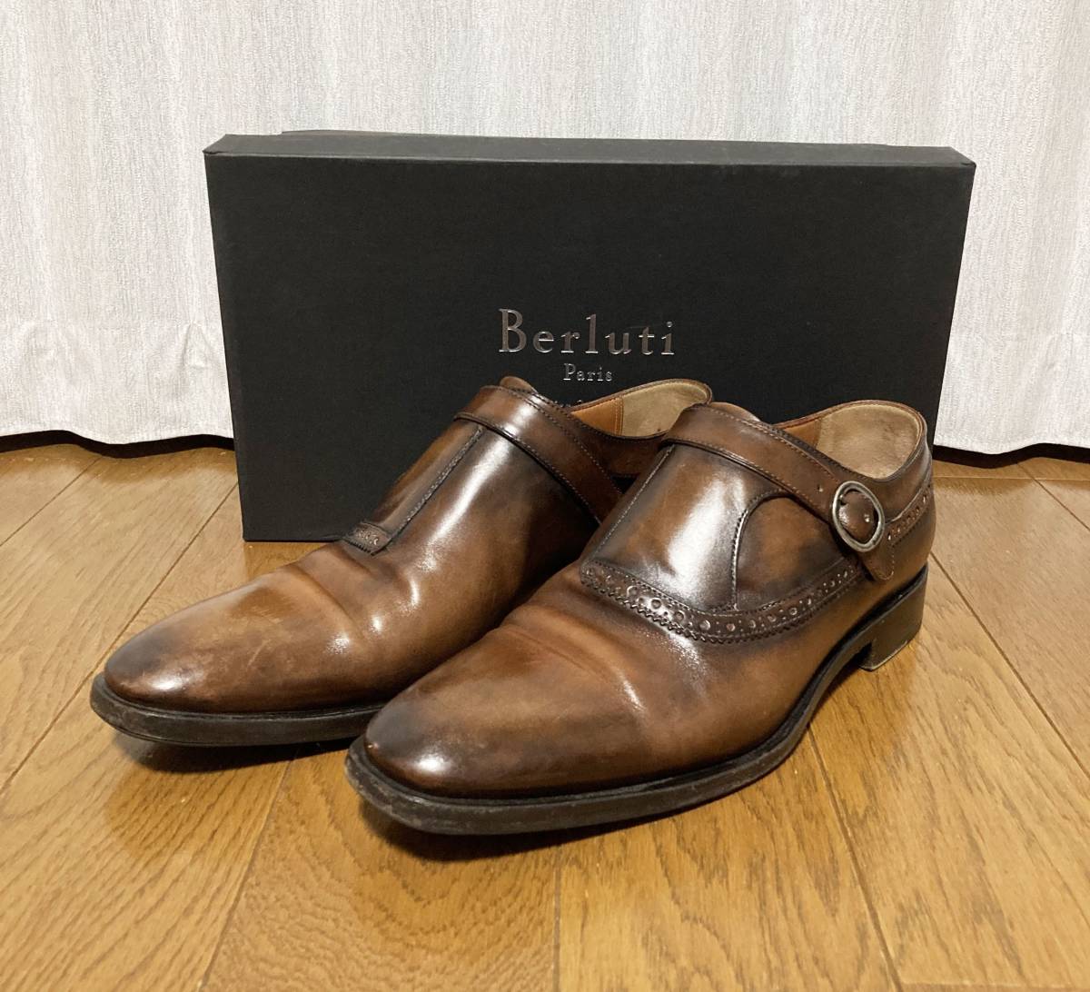 [Berluti] パティーヌレザー シングルモンク ドレスシューズ 11 ブラウン イタリア製 ベルルッティ