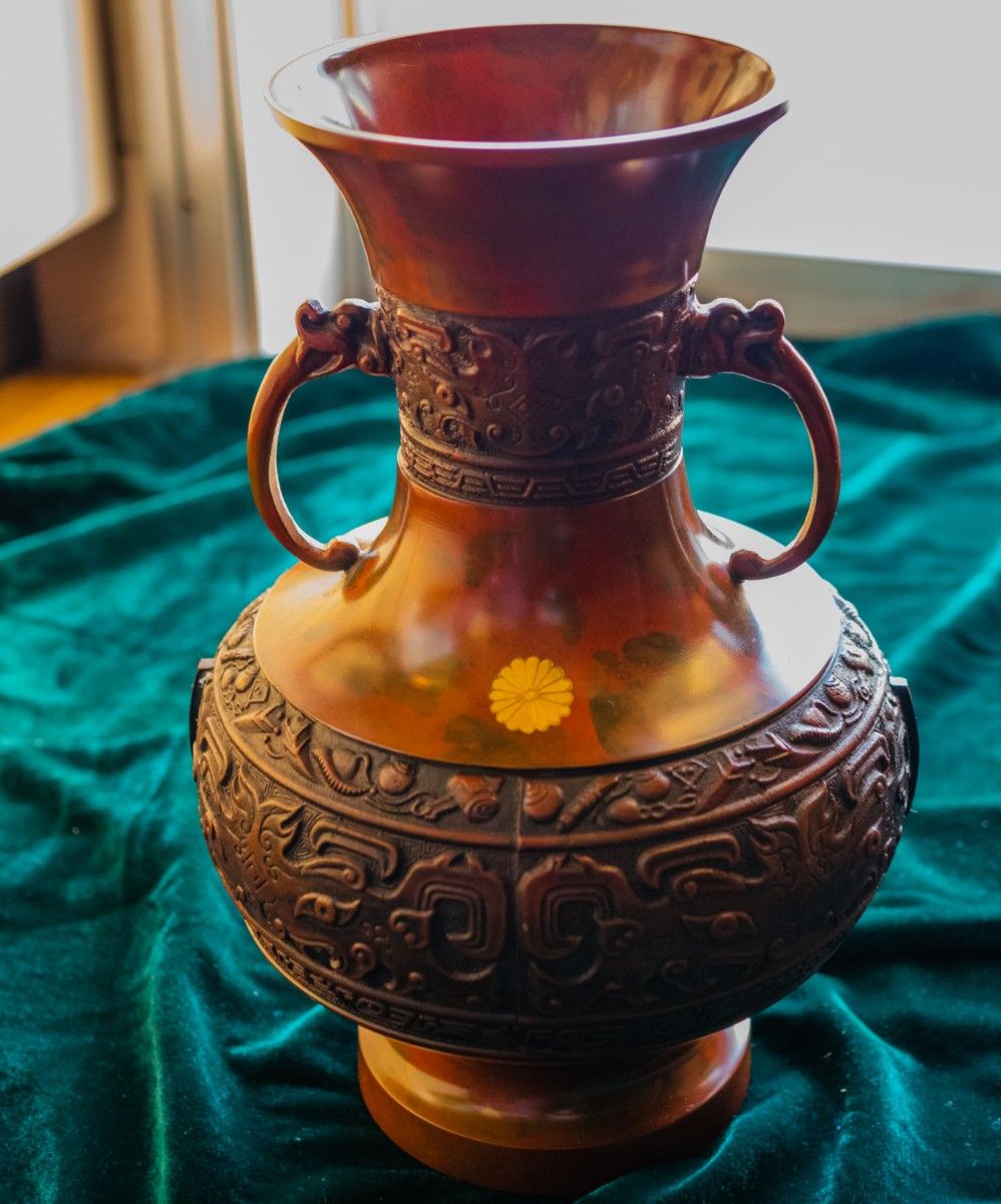 18900円激安買う なら 特注製作 鋳銅 金属製の花瓶、壺、鋳造品 皇室