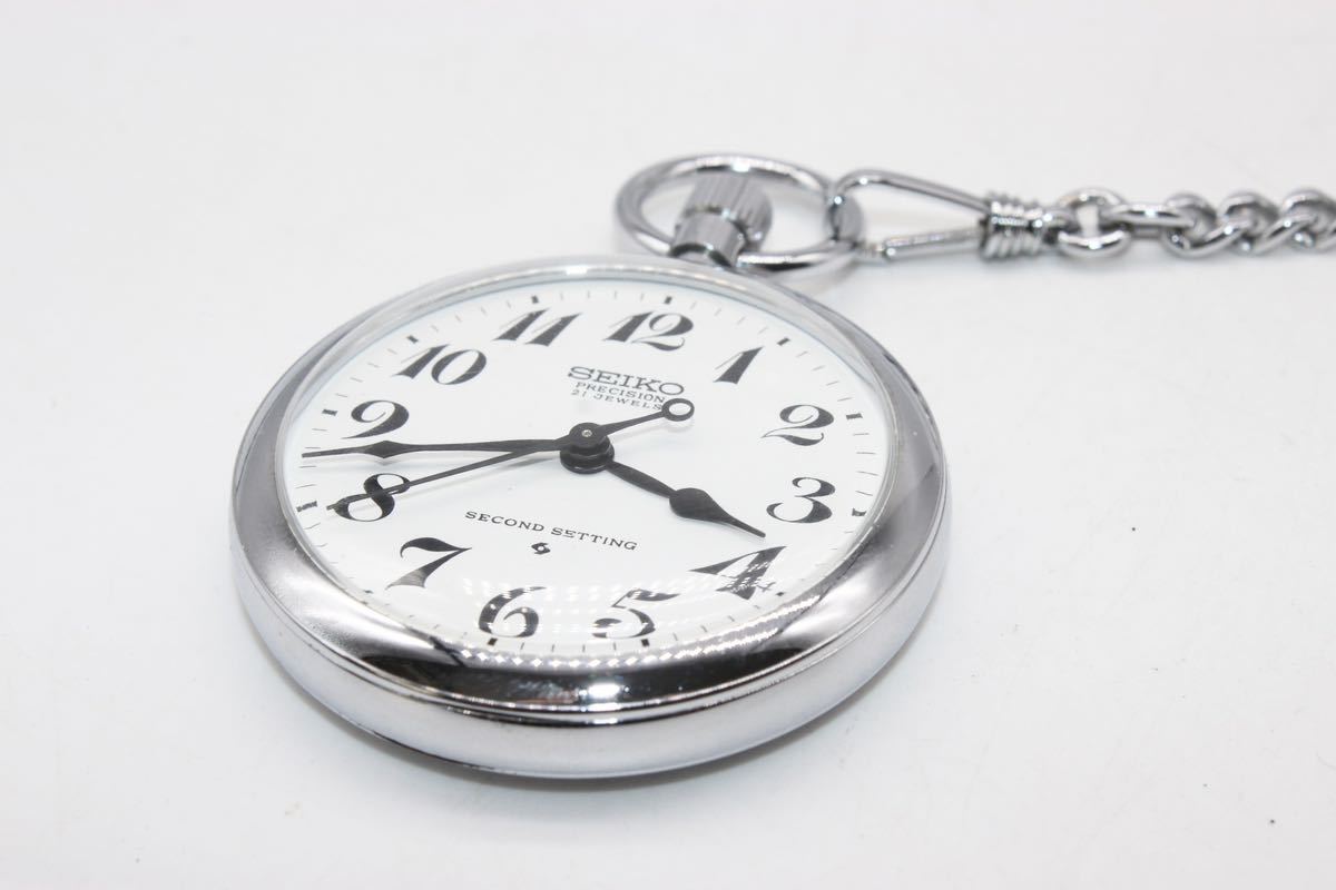 懐中時計 セイコー SEIKO PRECISION SECOND SETTING セイコー懐中時計 稼働中 21石の画像4