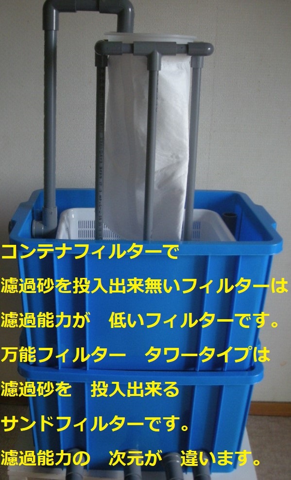 池 大型水槽用 濾過装置 ウォータークリーナー　サンドフィルター　タワータイプ　４トン用　濾過ウール　ホース付き　ポンプ無し　14