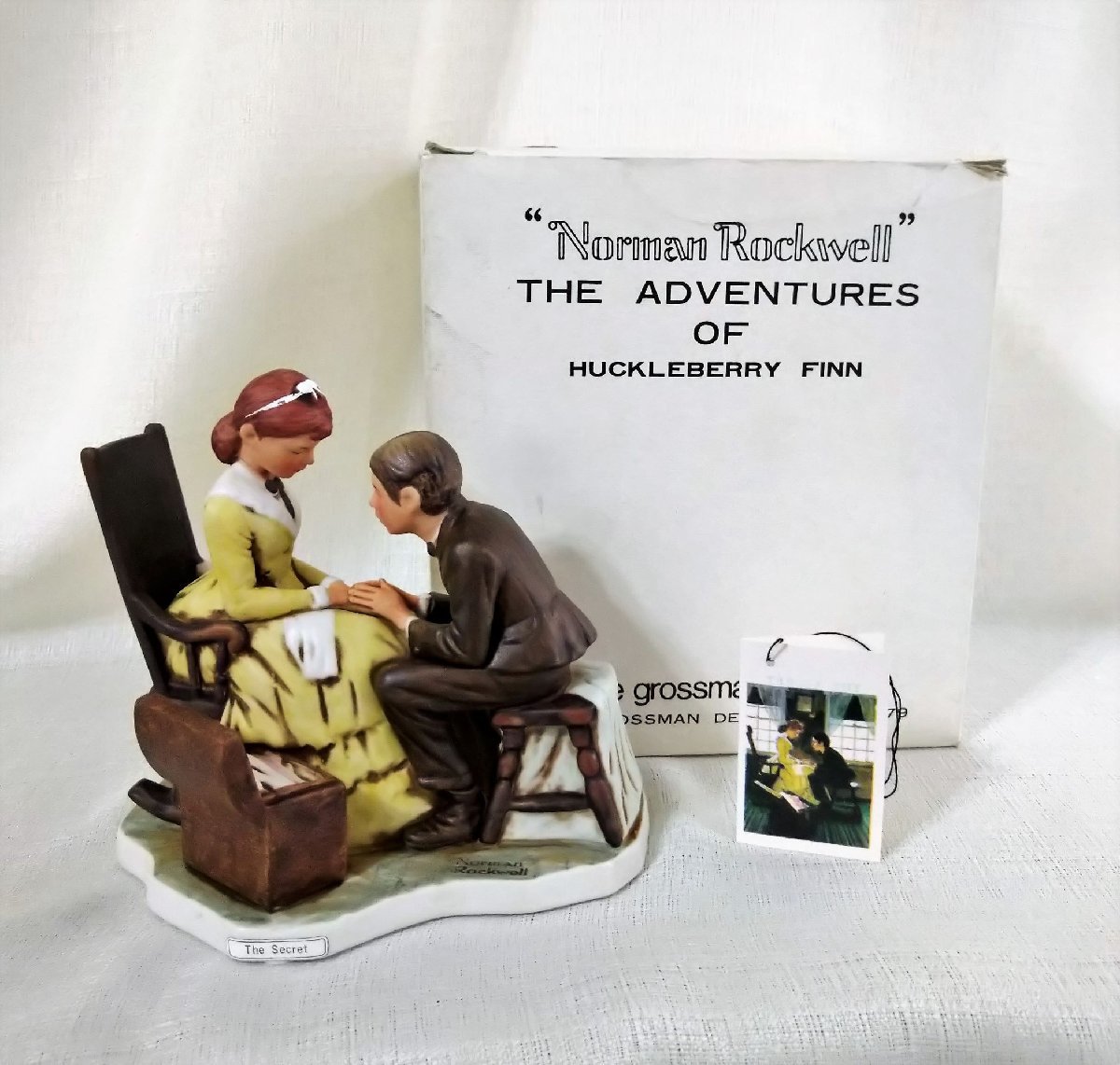 箱付 大サイズ ノーマン・ロックウェル ハックルベリー・フィンの冒険 秘密 フィギュア磁器人形 Norman Rockwell Dave Grossman THE SECRET_画像1