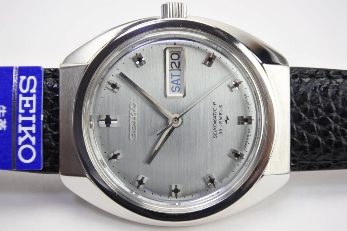 稀少モデル☆1968年製 SEIKO MATIC-P Ref.5106-7010 ３３石 自動巻紳士腕時計 石数は51系最多　 純正SEIKOベルト　当時高級品