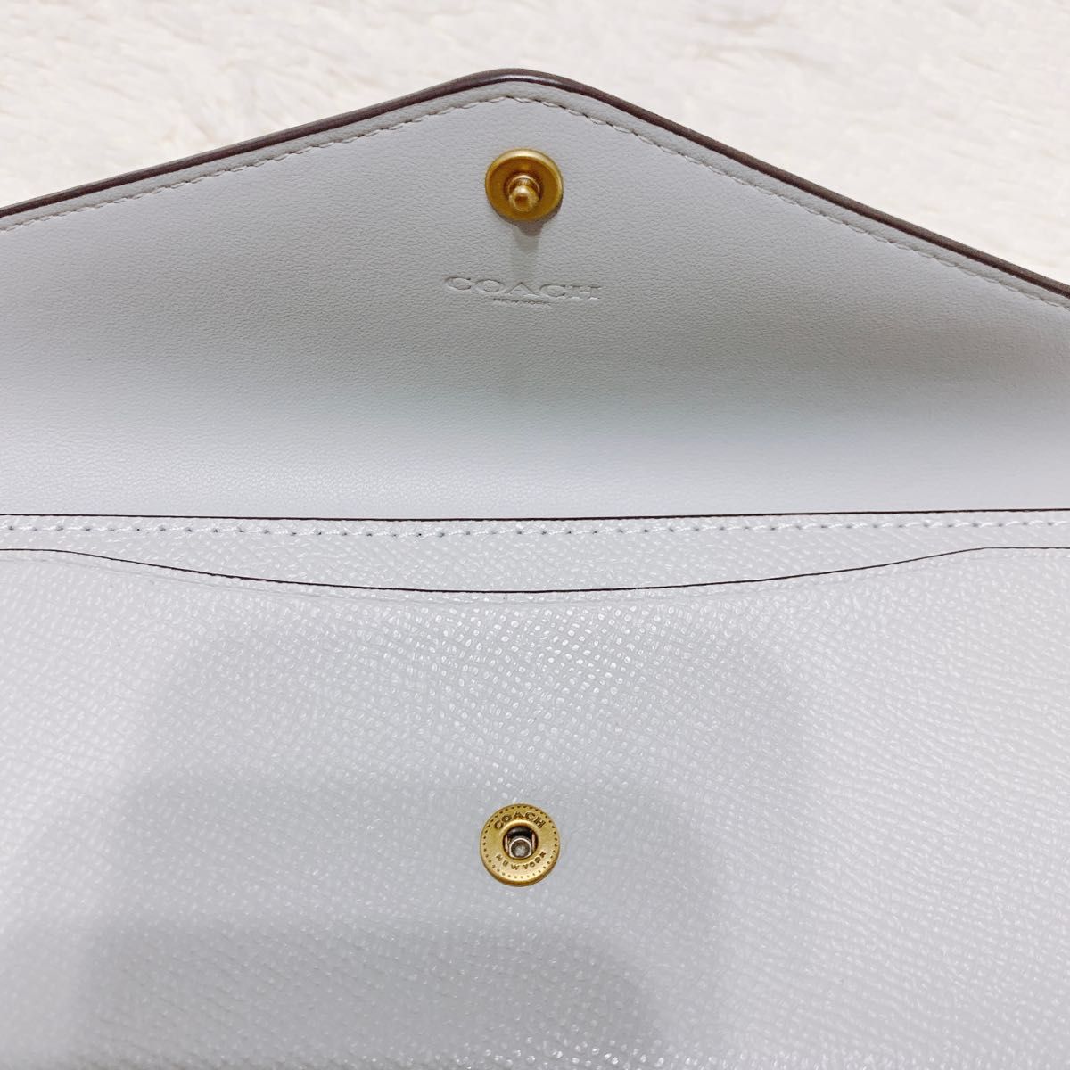 【未使用】coach 長財布 ウィン ソフト ウォレット グレー C金具 5