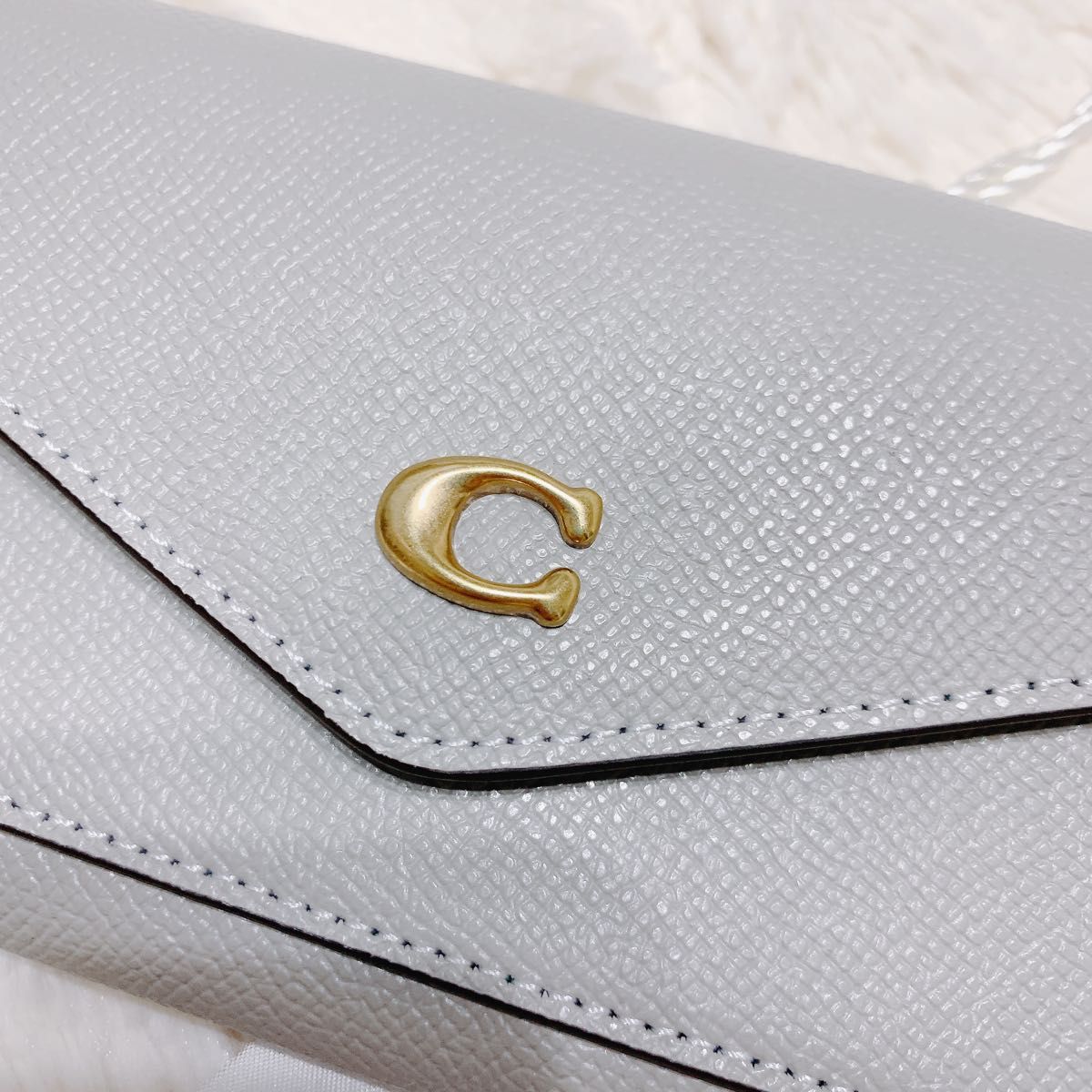 【未使用】coach 長財布 ウィン ソフト ウォレット グレー C金具 4