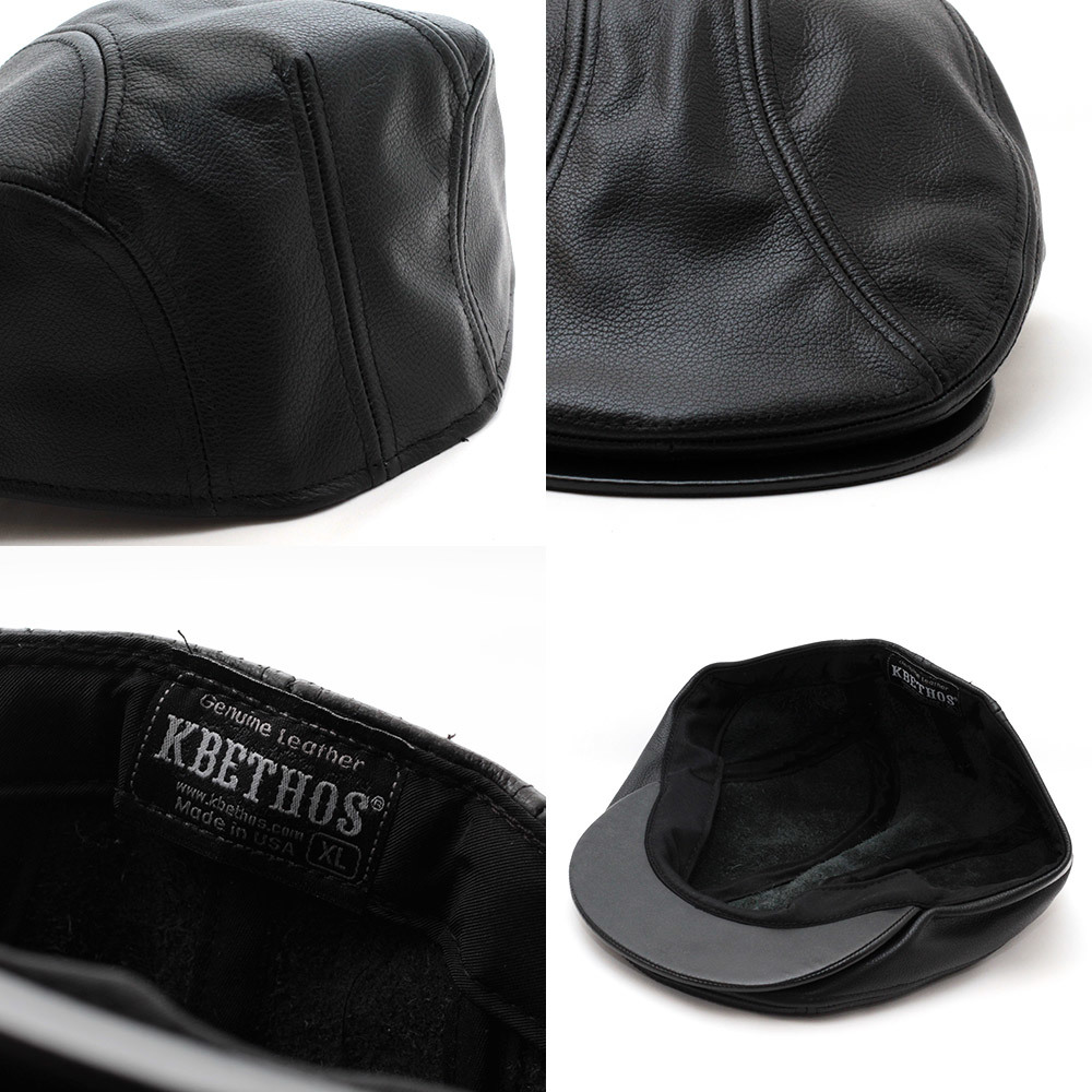 レザー ハンチング 帽子 メンズ ケービーエトス KB ETHOS Leather Ascot 本革 ブラック XLサイズ USA生産 正規品 ASCOT-BLK-XLの画像4