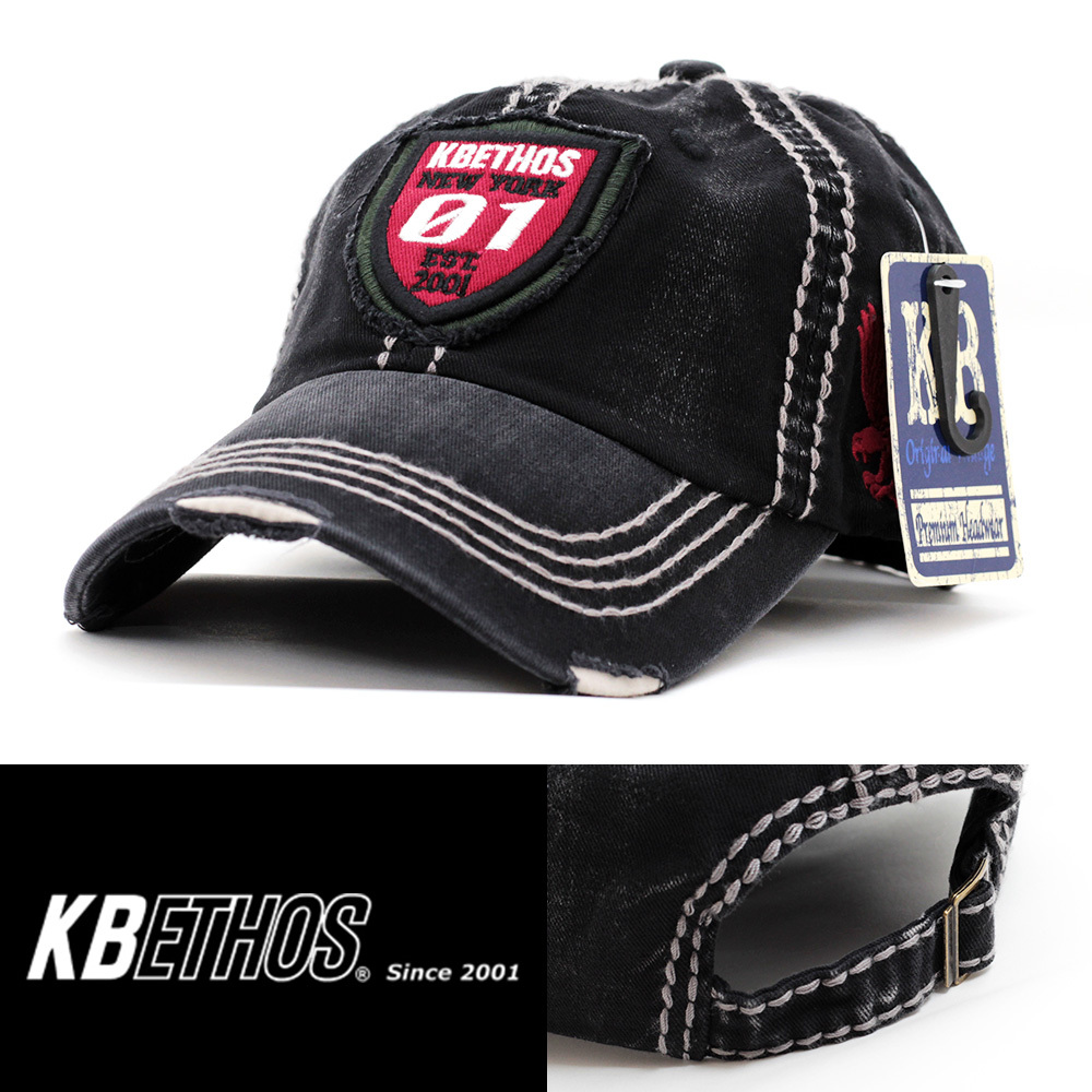 ローキャップ 帽子 メンズ ケービーエトス KB ETHOS New York 01 KB Vintage ブラック 正規品 KBVT-544-BLK アメリカ NYC USA