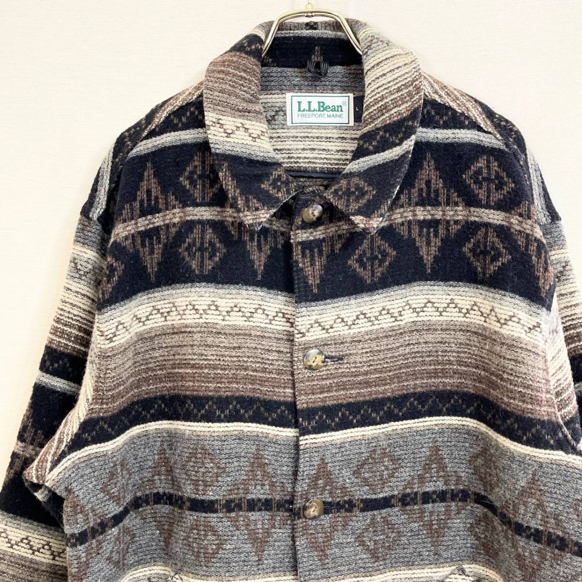 希少《 Rare / Made in USA 》80s 90s 美品【 LLBEAN アメリカ製 ビンテージ ネイティブ ウール ブランケット ジャケット L 】_画像1