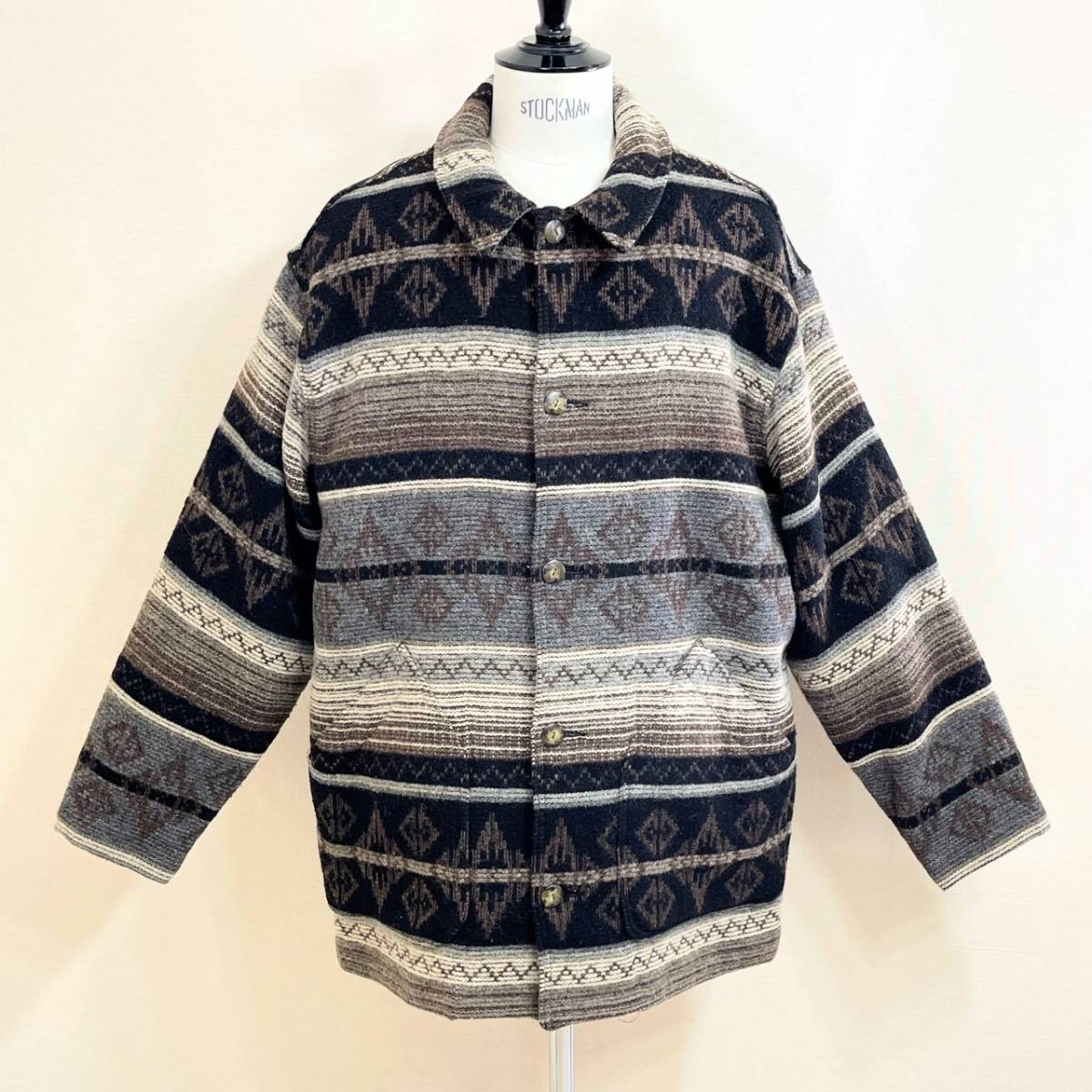 希少《 Rare / Made in USA 》80s 90s 美品【 LLBEAN アメリカ製 ビンテージ ネイティブ ウール ブランケット ジャケット L 】_画像10