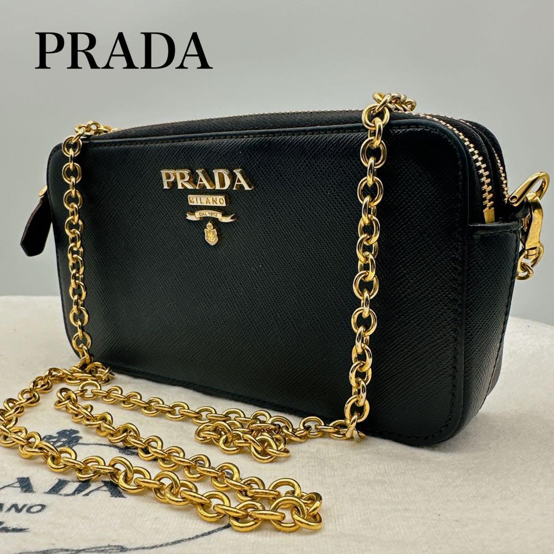 Yahoo!オークション - 【PRADA】プラダ チェーンバッグ 黒 カメラ