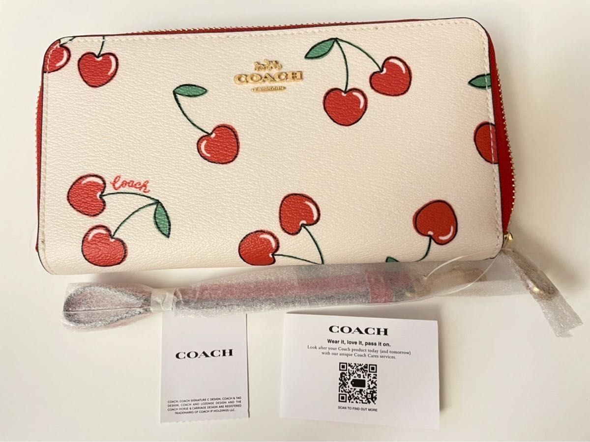 新品　coach コーチ　長財布　チェリー