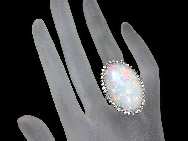 7905I【1円～】新品【RK宝石】≪opal≫ 圧倒的存在感! 極上オパール 超特大26.57ct!! 極上ダイヤモンド 総計1.16ct! K18WG 超高級リング_画像9