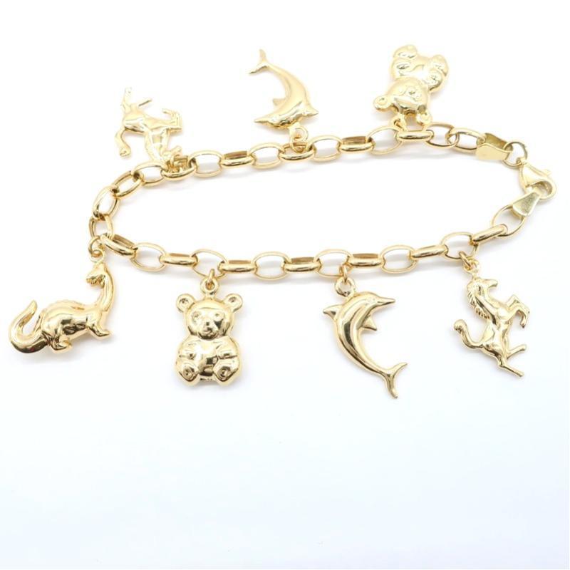  buying warehouse new goods K18 bracele animal dolphin horse bear dinosaur accessory lady's yellow gold YG