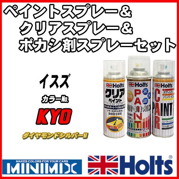 ペイントスプレー イスズ KY0 ダイヤモンドシルバーM Holts MINIMIX クリアスプレー ボカシ剤スプレーセット_画像1