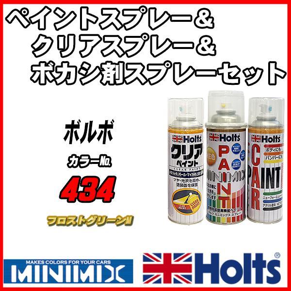 ペイントスプレー ボルボ 434 フロストグリーンM Holts MINIMIX クリアスプレー ボカシ剤スプレーセット_画像1