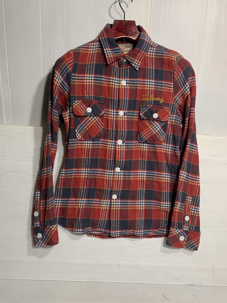 Rna inc.a-ruene-Johnny Johnny chain embroidery long sleeve check flannel shirt red M red 