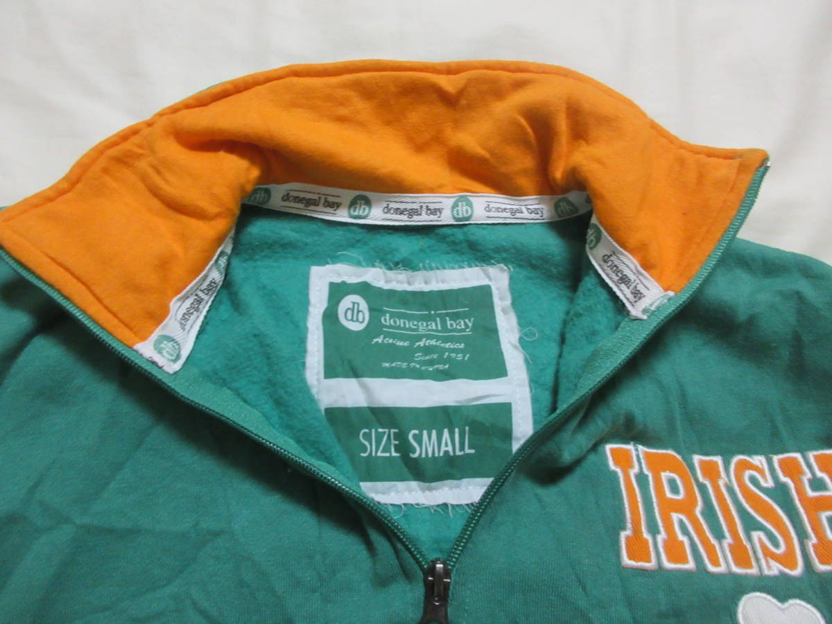 USA古着 Irish ジッププルオーバー　トレーナー スウェットシャツS　刺繍Donegal Bay _画像2