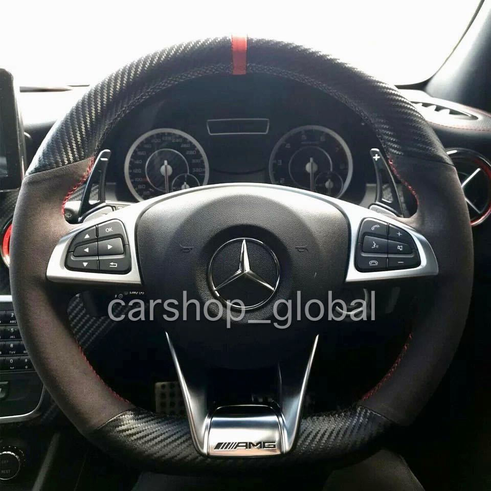  Mercedes Benz карбоновый × alcantara вязаный оплетка руля рулевой механизм красный A/CLA/CLS/GLA/C/E/S/GLC/GLE/GLS/AMG GT/SL/SLC