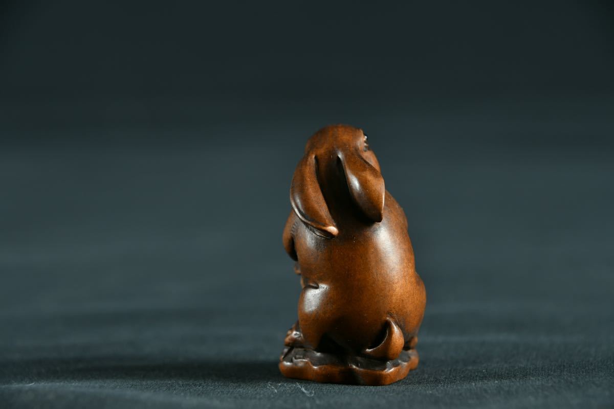 【古美術】兎 根付 Netsuke 精密 彫刻 超絶技巧 彫塑 提げもの 提物 形彫 古玩