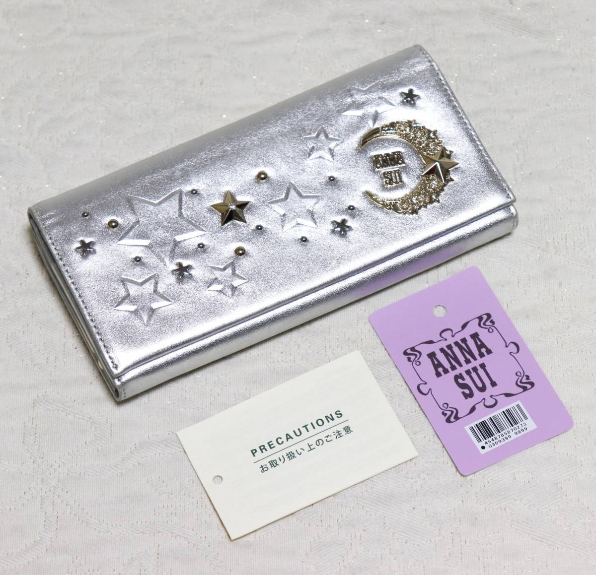 新品【ANNA SUI アナスイ】本革 キラリお月様に星が綺麗 口金 新品【ANNA SUI アナスイ】本革 キラリお月様に星が綺麗 口金