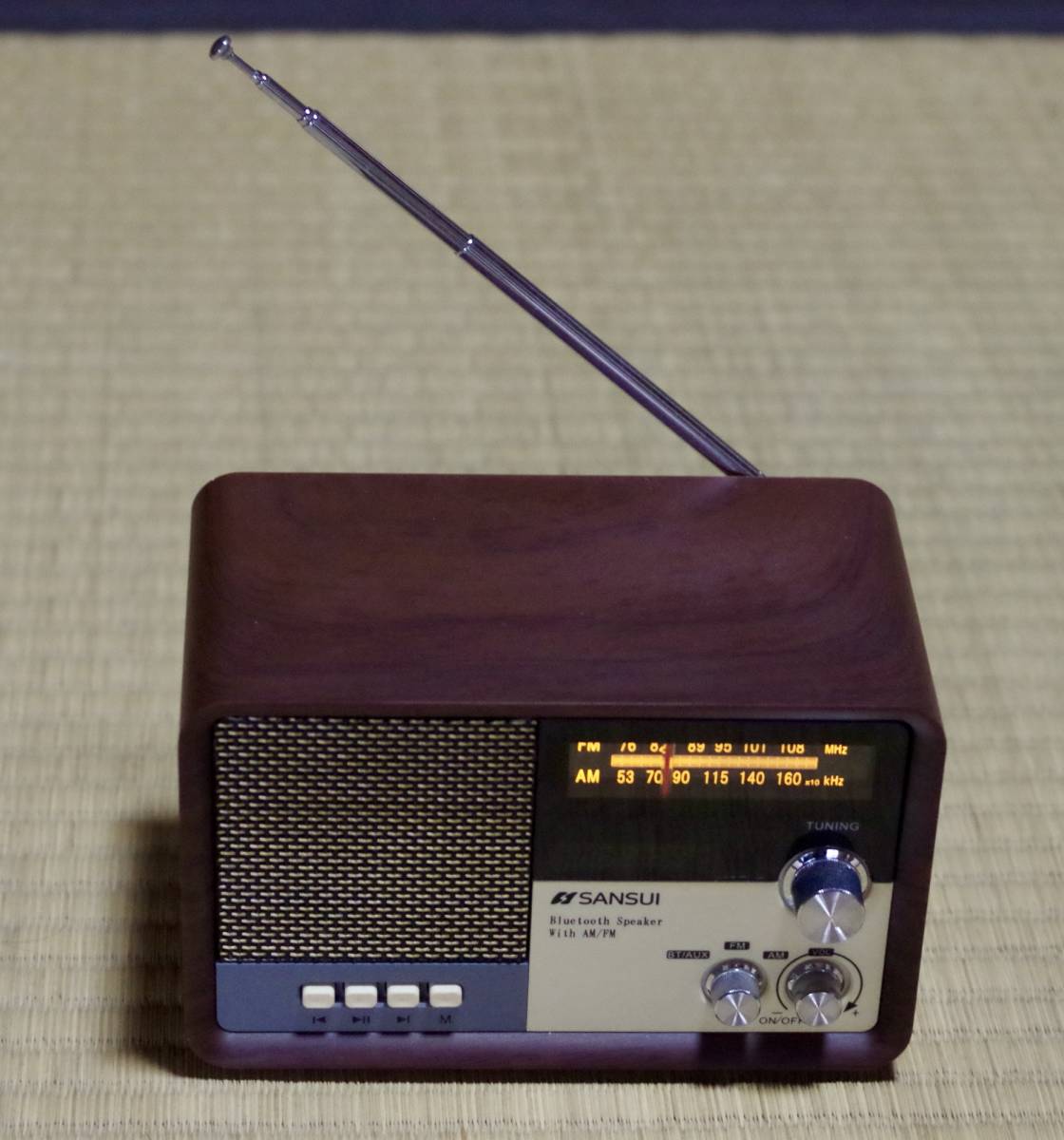 サンスイBluetoothスピーカーAM/FMラジオ付きウッドMSR-1 WD 即決 送料
