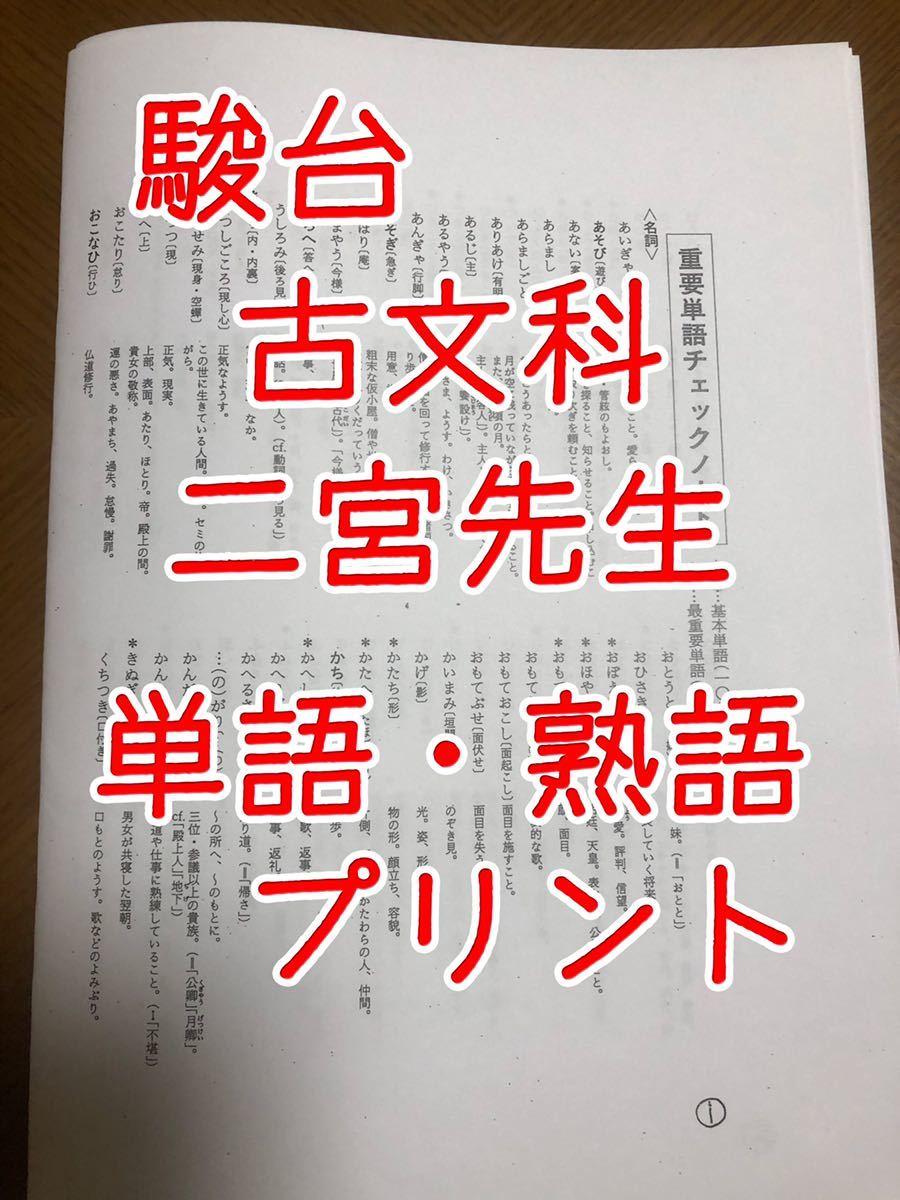 駿台 国語 古文 古典 二宮先生 古文単語 熟語 総まとめプリント_画像1