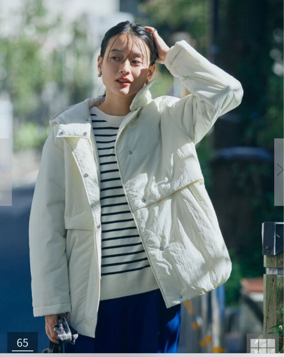 AMERICAN HOLIC 2WAYフード取り外し中綿コート アイボリー L 未 AMERICAN HOLIC 2WAYフード取り外し中綿コート アイボリー L 未