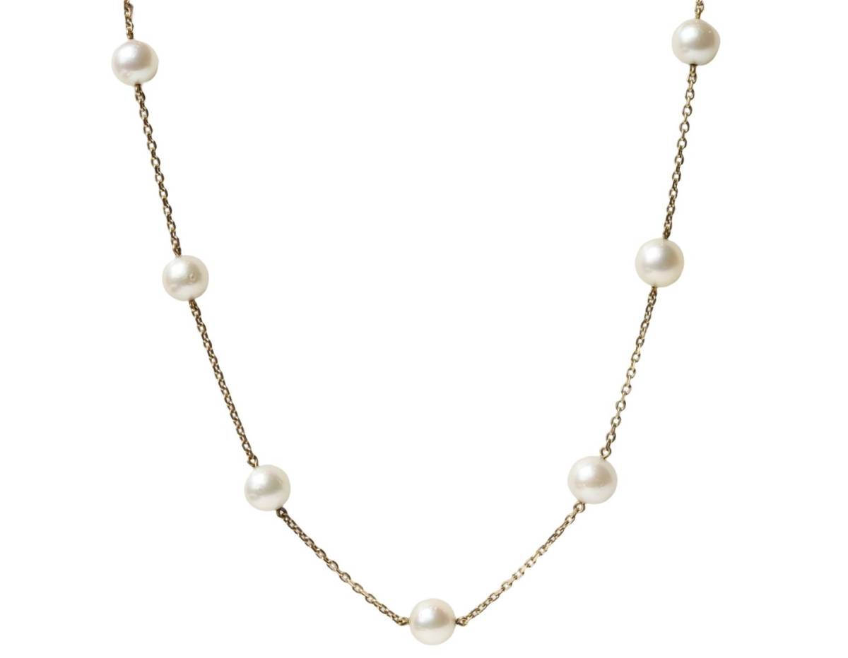 大特価 イラスト 6.5mm~6.7mm ネックレス 16粒 真珠 パール YG K18 54.5cm アクセサリー ジュエリー イエローゴールド 18金 その他