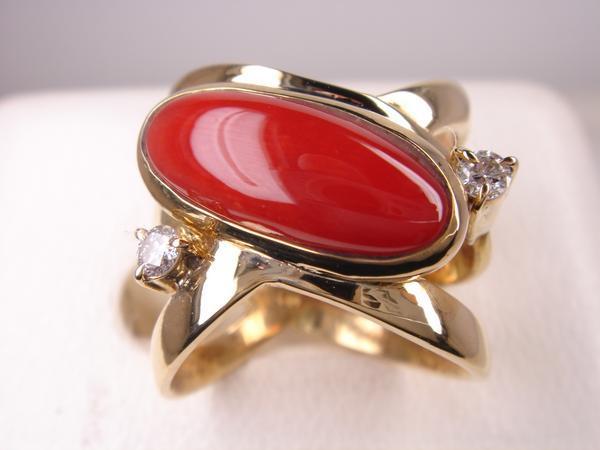 65%OFF【送料無料】 新品 送料無料 18金血赤サンゴリング 2,16ct