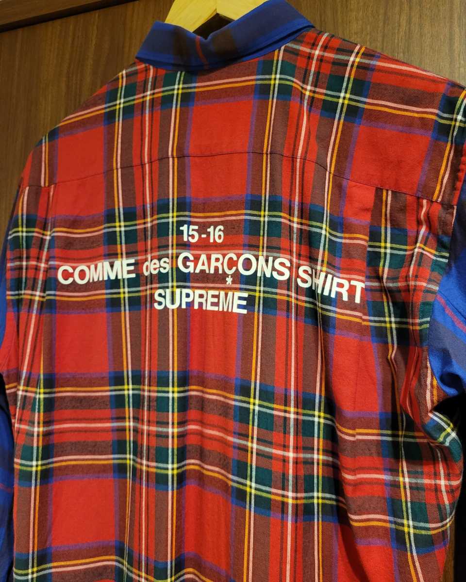 美品★15AW☆Supreme×Comme des Garcons Shirt★チェックシャツ Sサイズ Small コムデギャルソン シュプリーム_画像7