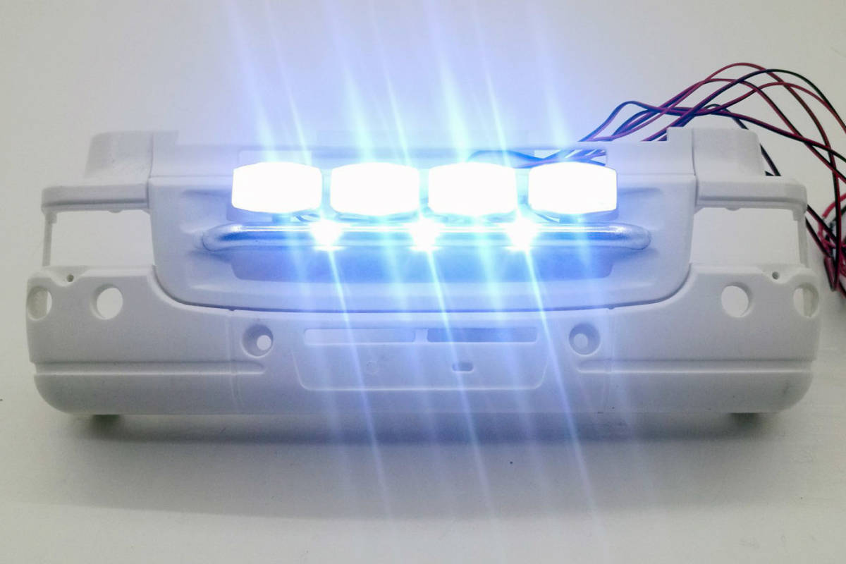 即納】タミヤ1/14トレーラー 汎用角型4灯LEDグリルライトバーキット-
