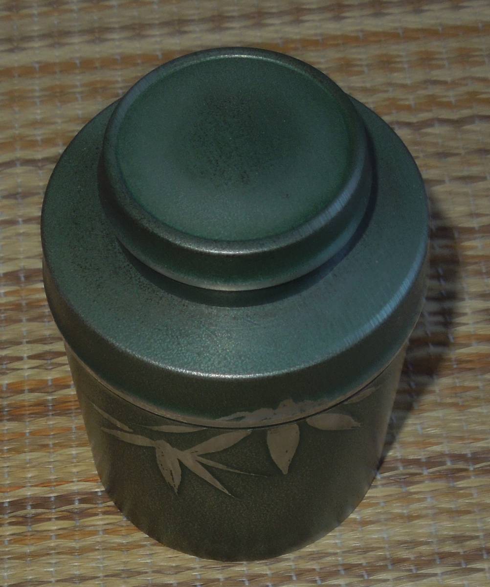 茶道具　茶入・茶筒　錫　錫器 　乾茂號造　約182ｇ　高さ：約8cm