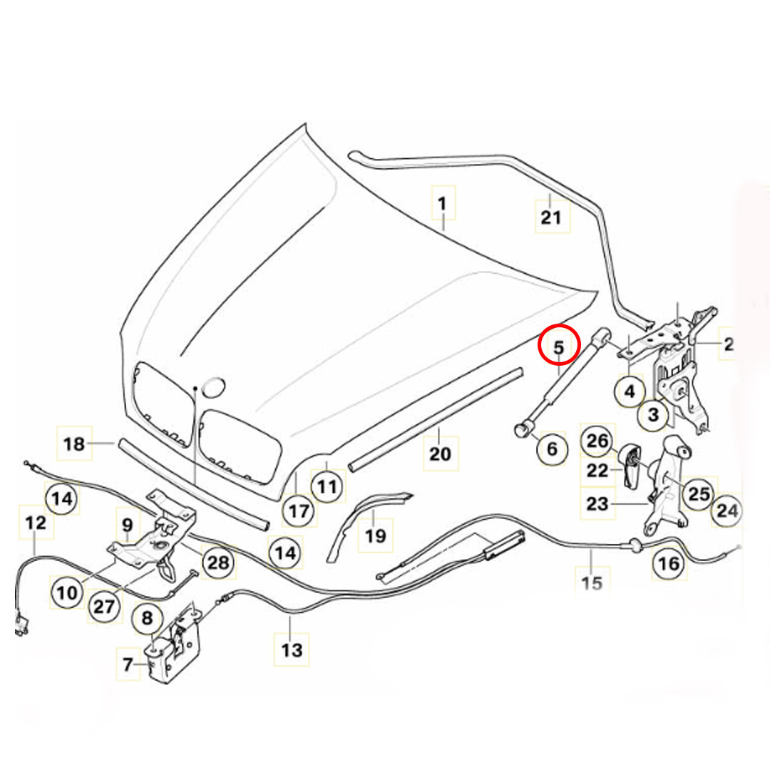 X5 E70 ボンネットダンパー ガスストラット 51237148346 #BW26_画像2